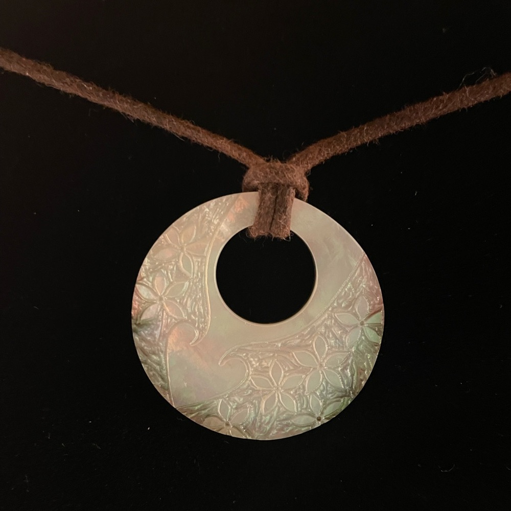 Boho Hand carved shell necklace